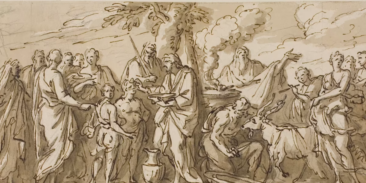 A drawing depicting Lupercalia festivities.